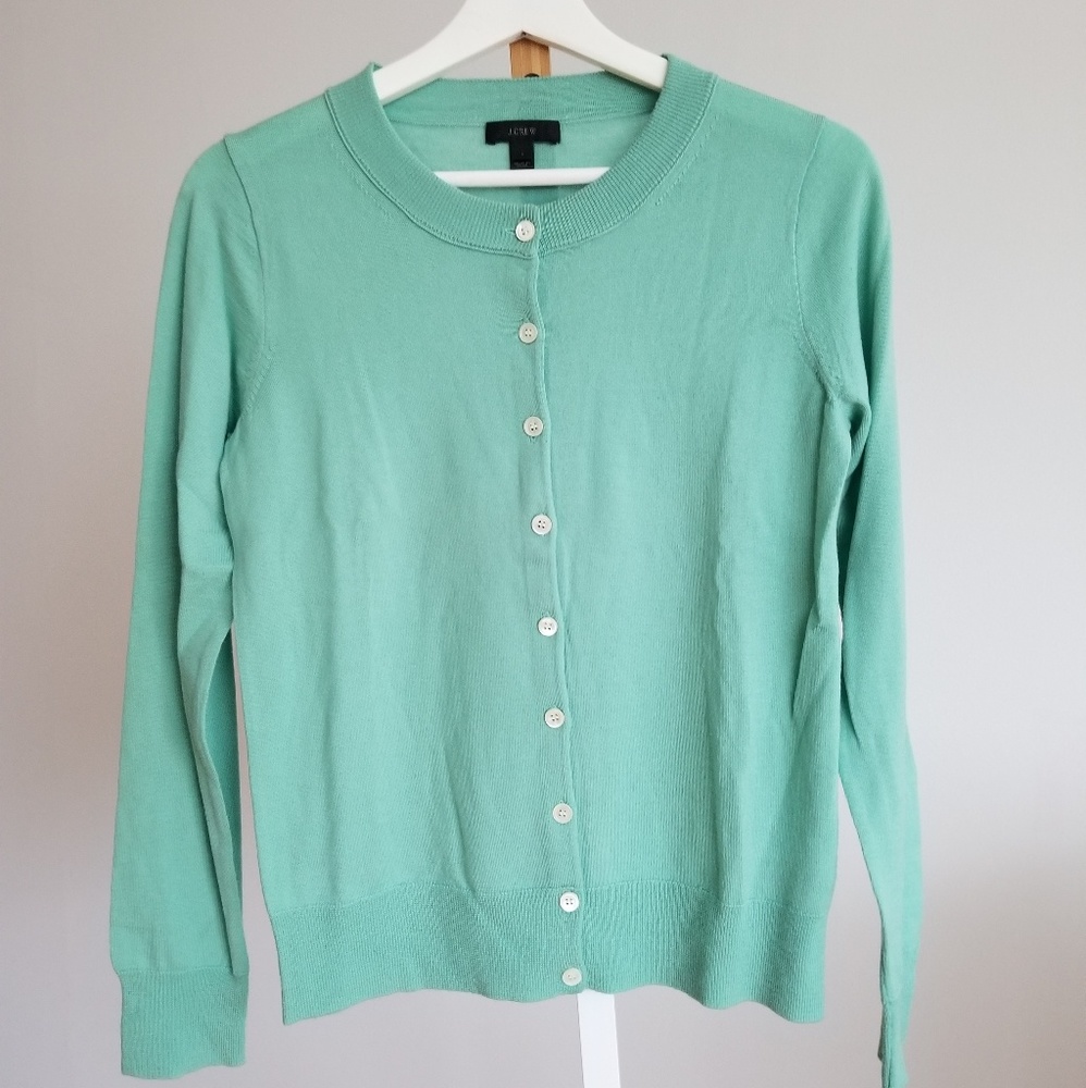 🍁 J. Crew 100% wool cardigan in tiffany blue